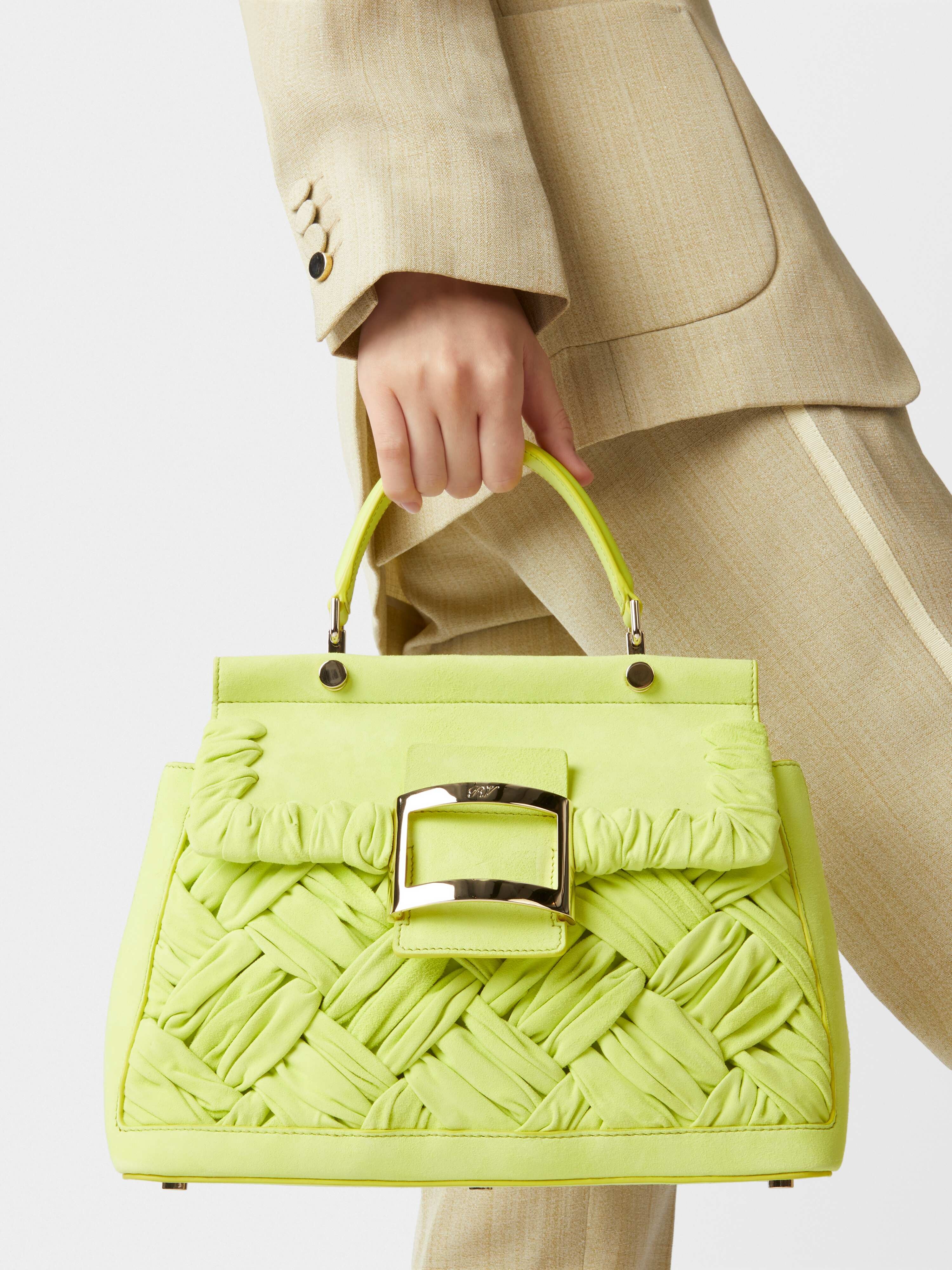 Viv' Cabas Foulard Metal Buckle Bag in Suede - 9