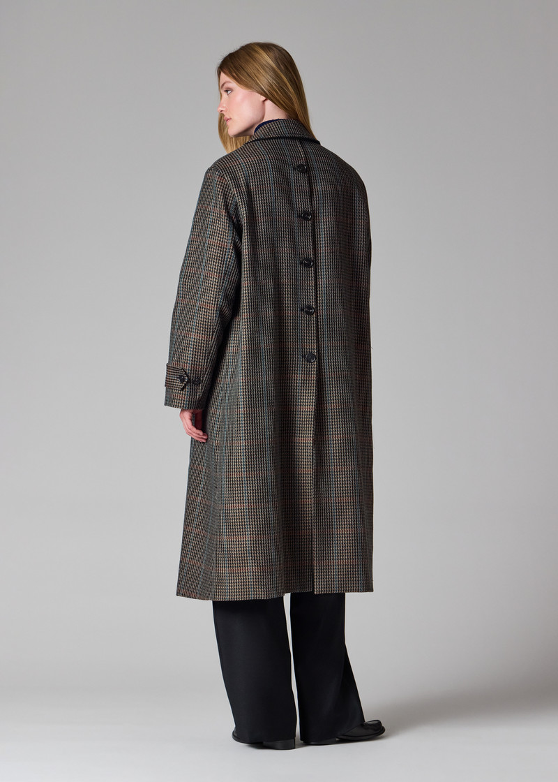 Women's Brown Multi-Houndstooth Wool-Blend Coat 11