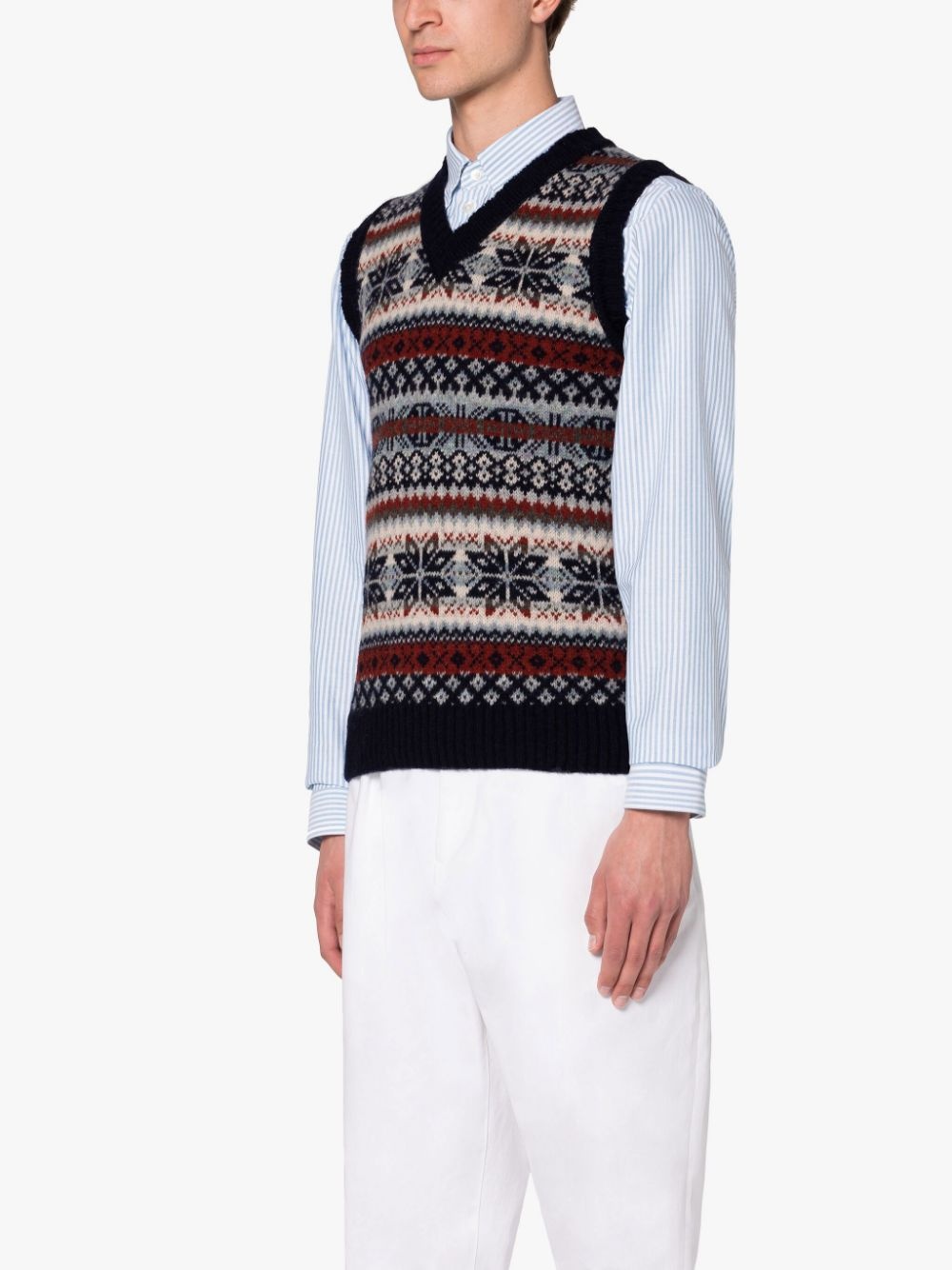 BURN TANK NAVY WOOL FAIR ISLE VEST - 3