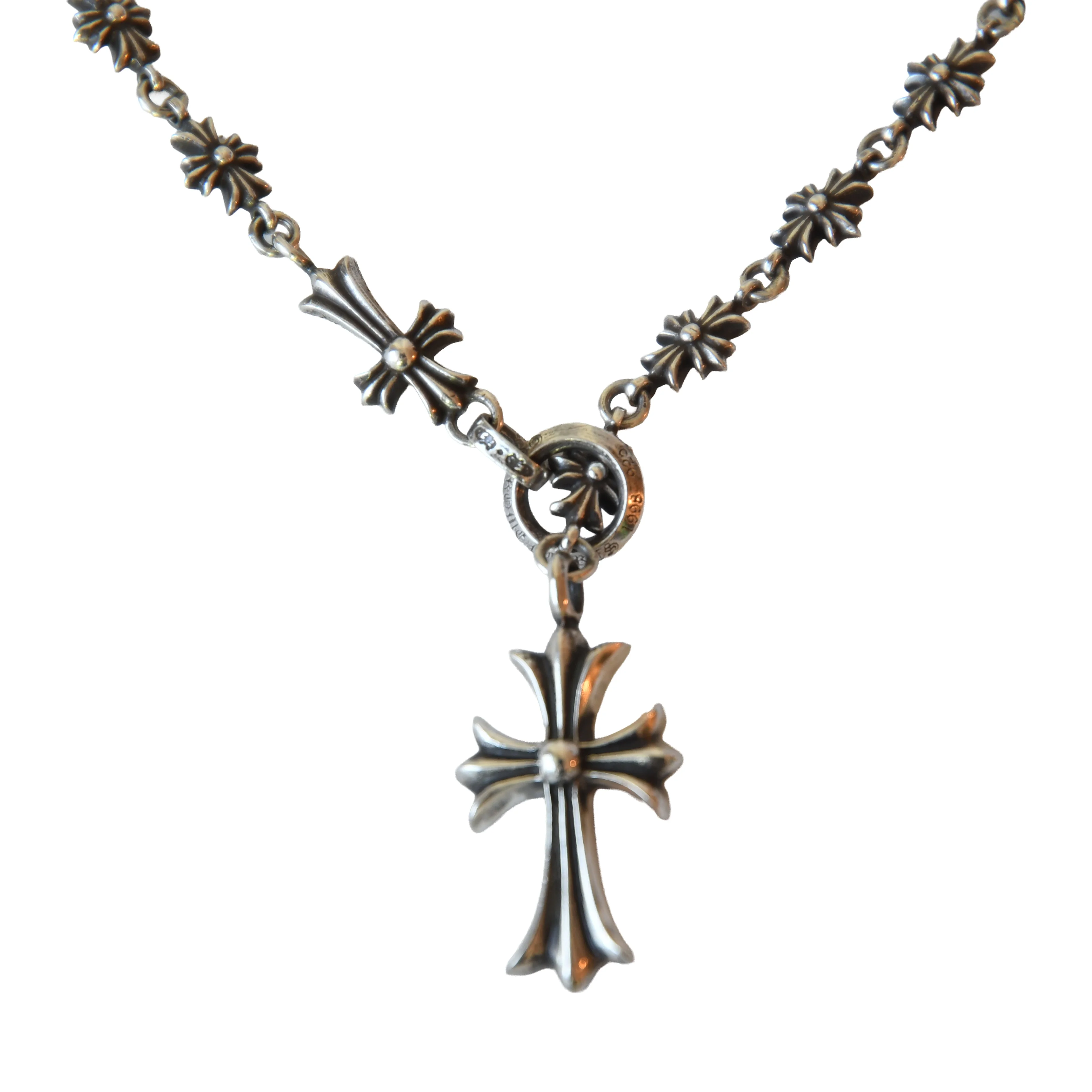 Chrome Hearts Tiny E Choke Chain With Tiny Fat Cross Necklace - 1