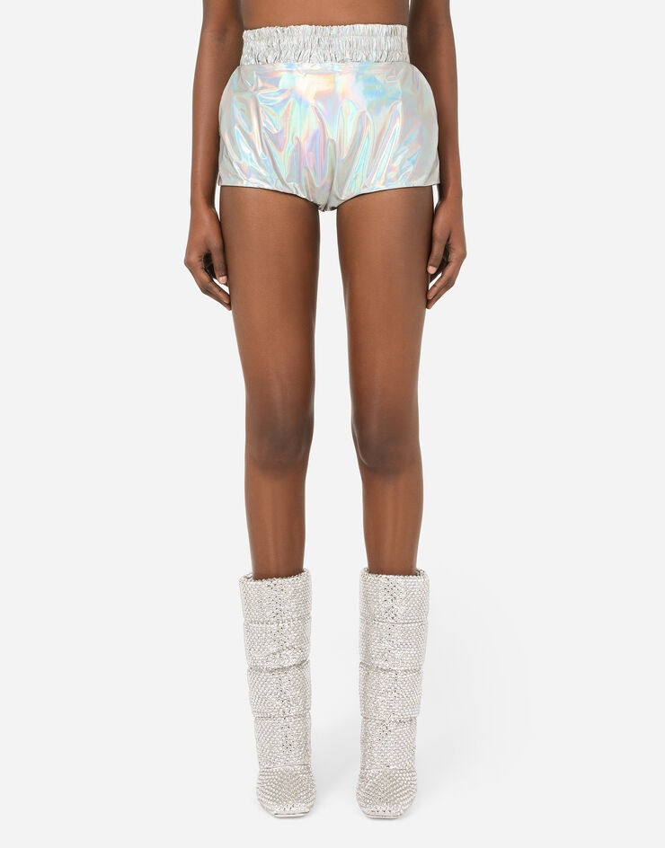 High-waisted panties in holographic technical nylon - 1