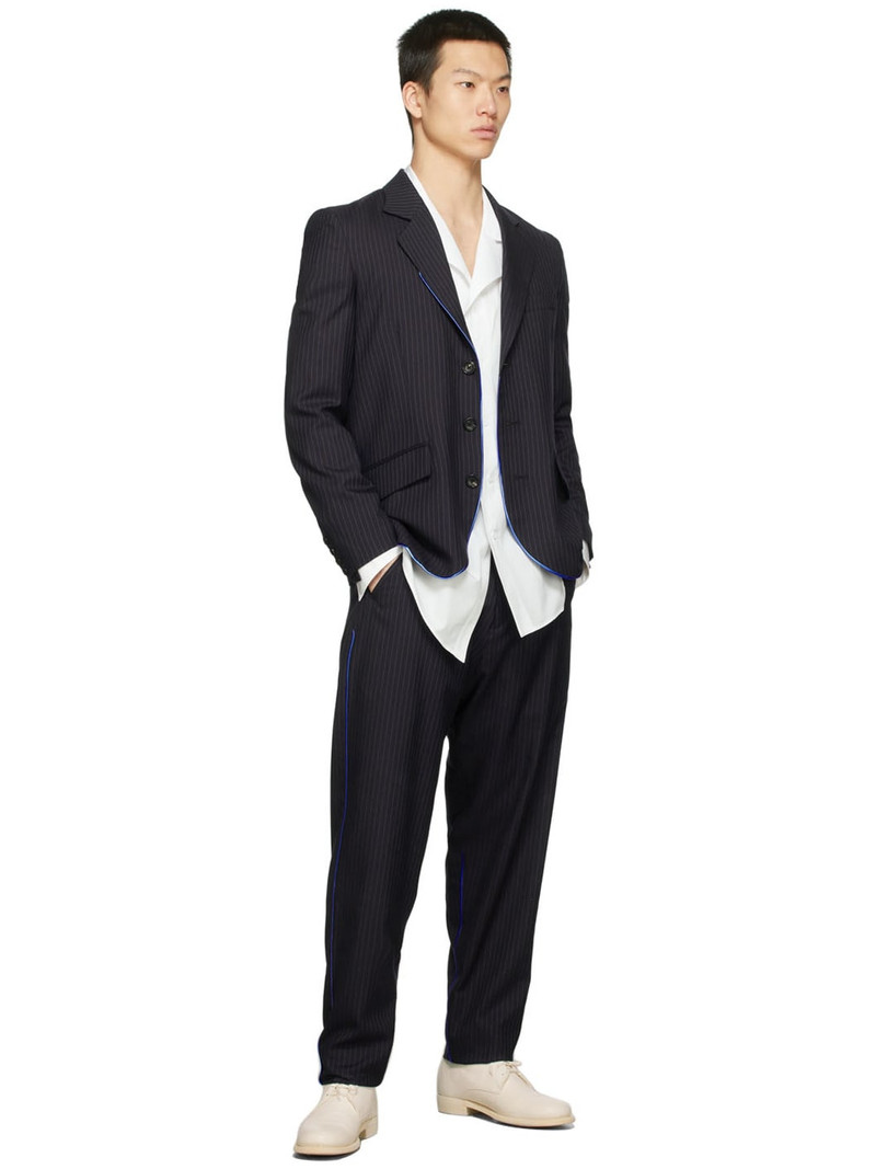 sulvam Black & Blue Round Hem Piping Blazer outlook