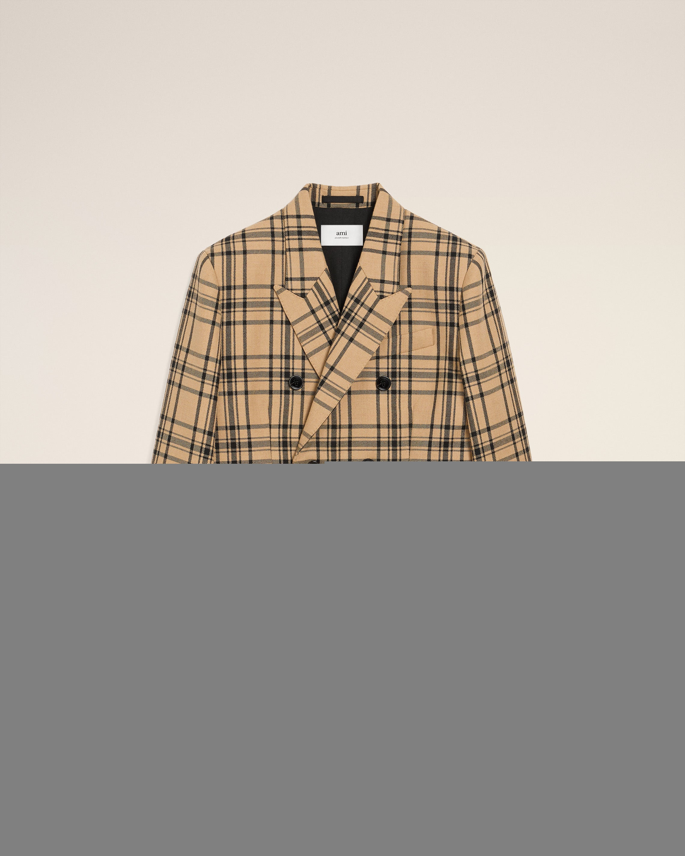 BROWN WOOL CHECKED LOOSE DOUBLE BREASTED JACKET - 7
