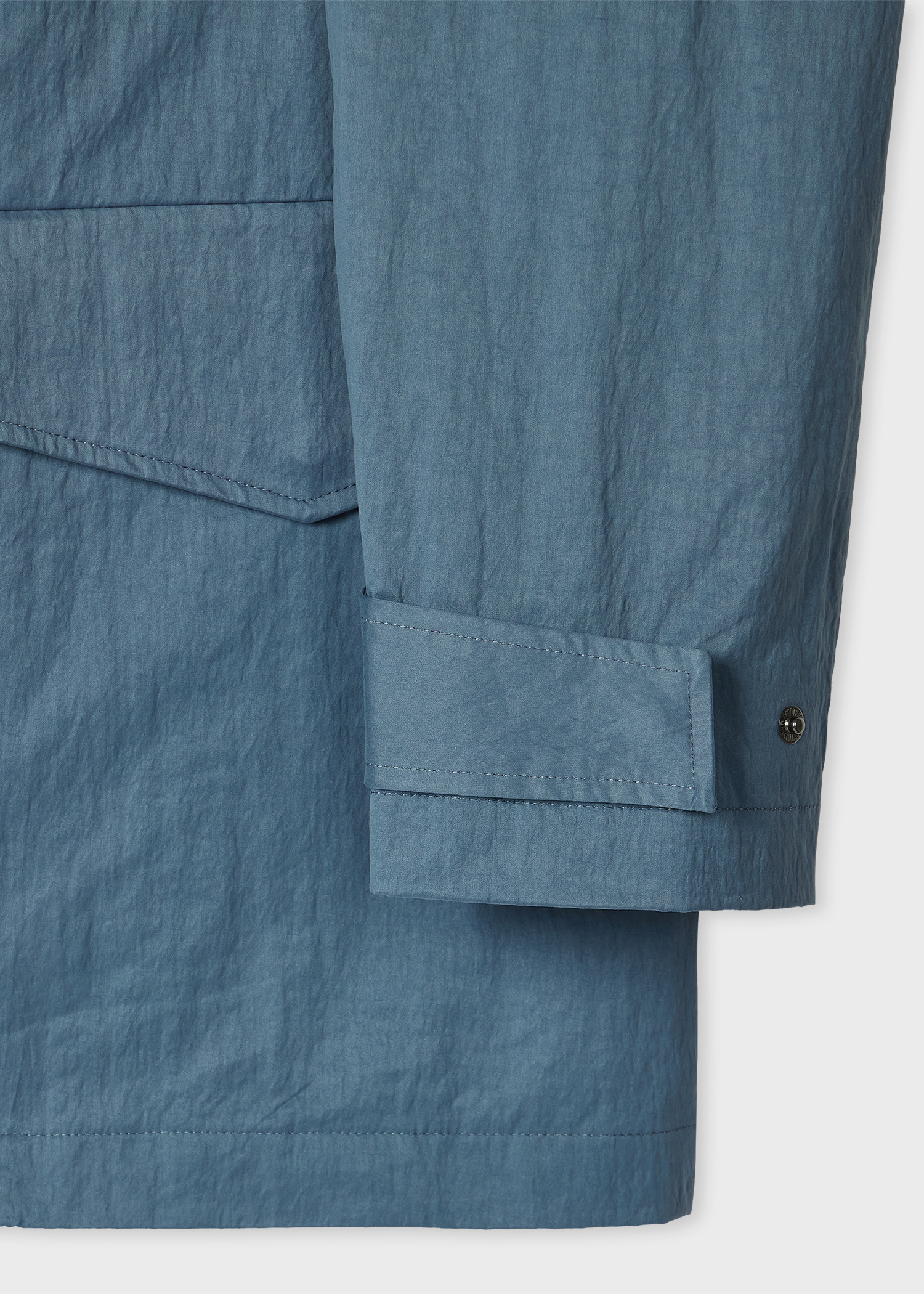 Light Blue Peached Nylon-Blend Field Jacket - 3