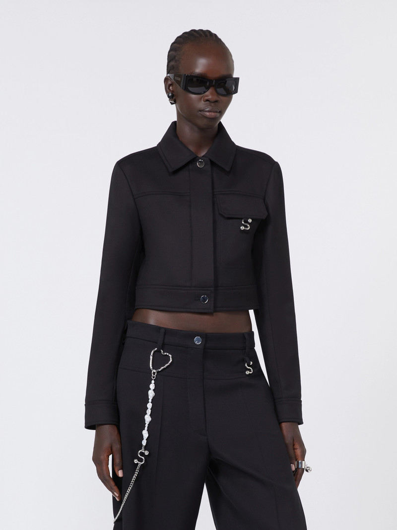 SARTA Short washed gabardine jacket - BLACK 5