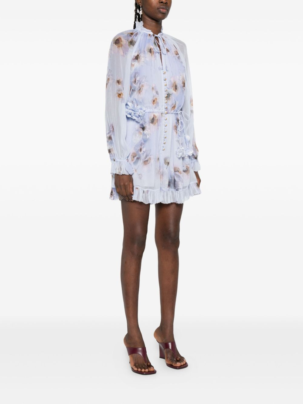 floral ruffled playsuit - 3