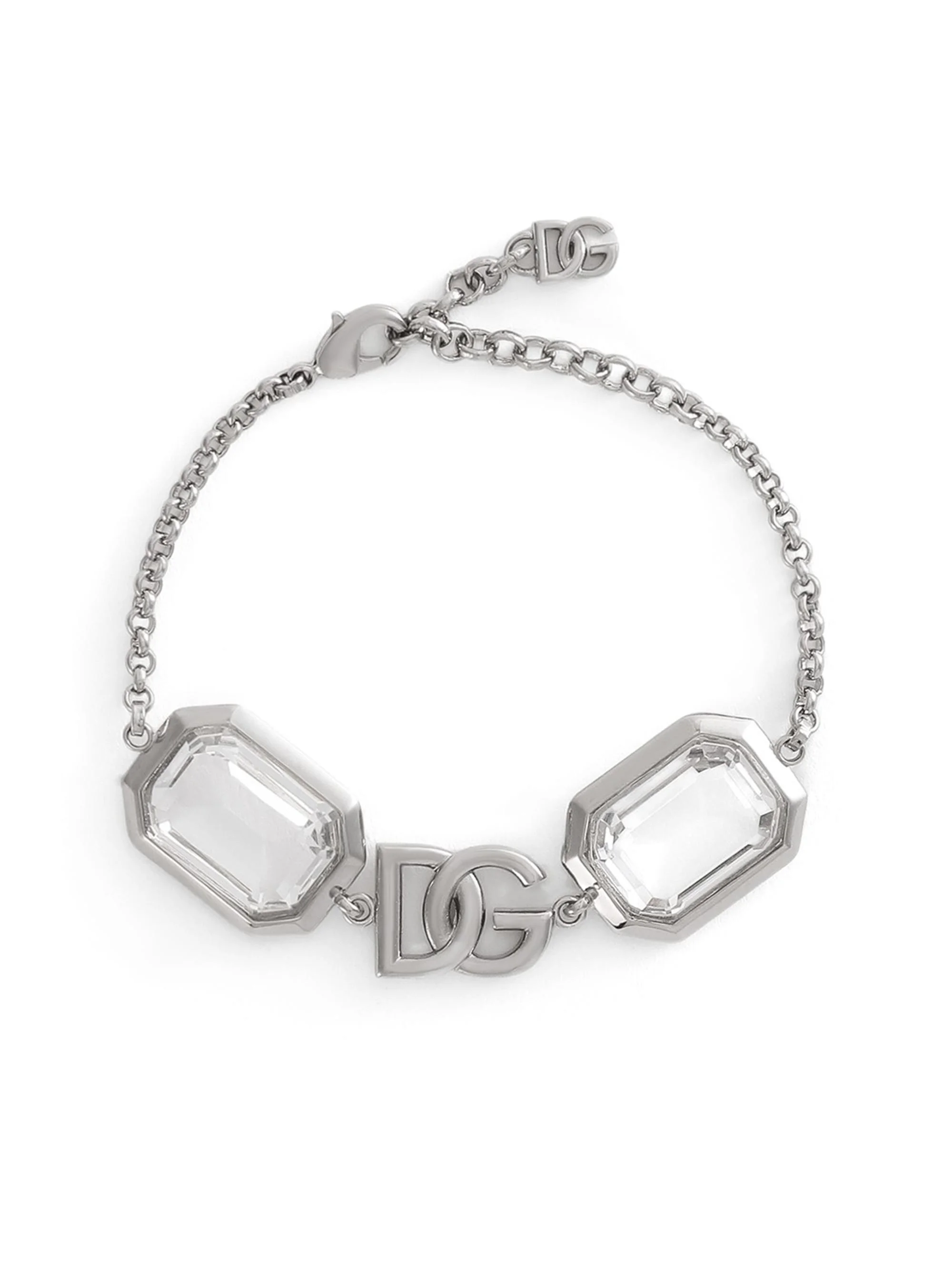 Women's Silvertone & Crystal Logo Chain Bracelet - Silver - 1