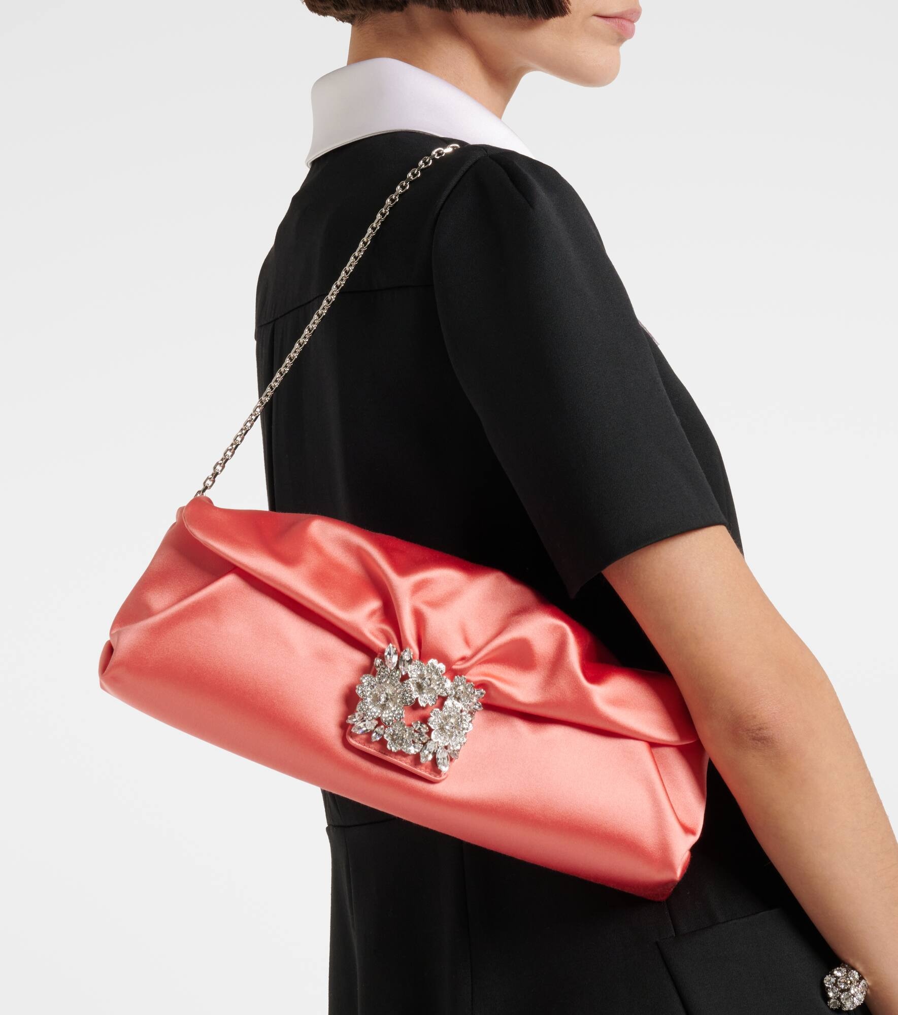 Efflorescence embellished satin clutch - 2