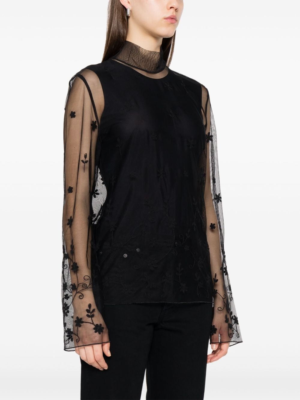 floral-embroidered shirt - 3