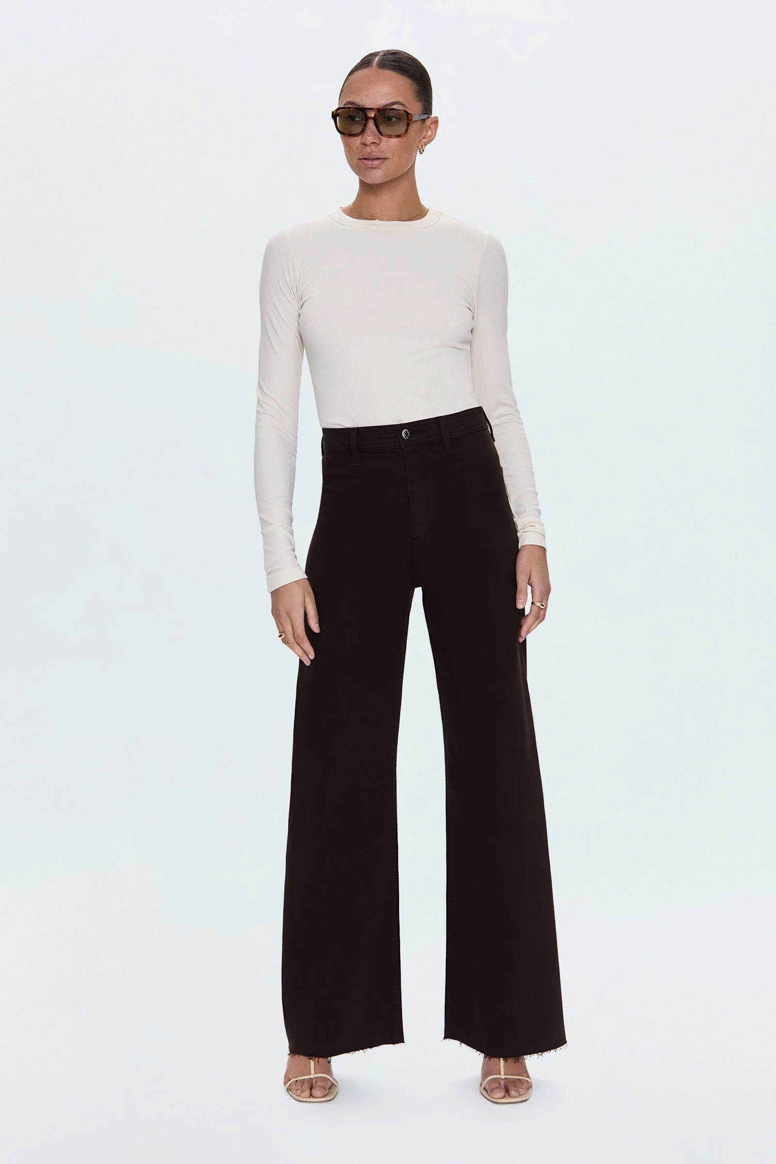 PENNY HIGH RISE WIDE LEG JEAN - MOCHA - 1