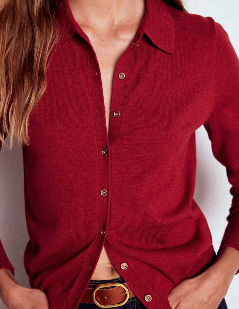 Briony Stitch Cardigan-Crimson Red 3