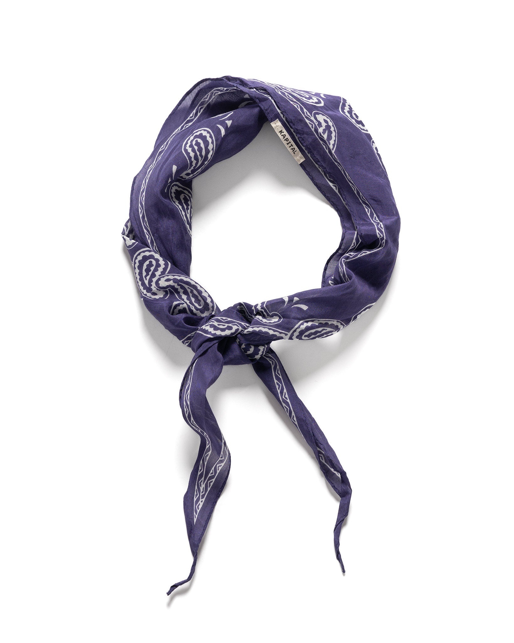 WASHER Crinkle Silk Neckerchief (PECOS Paisley) Aubergine - 2