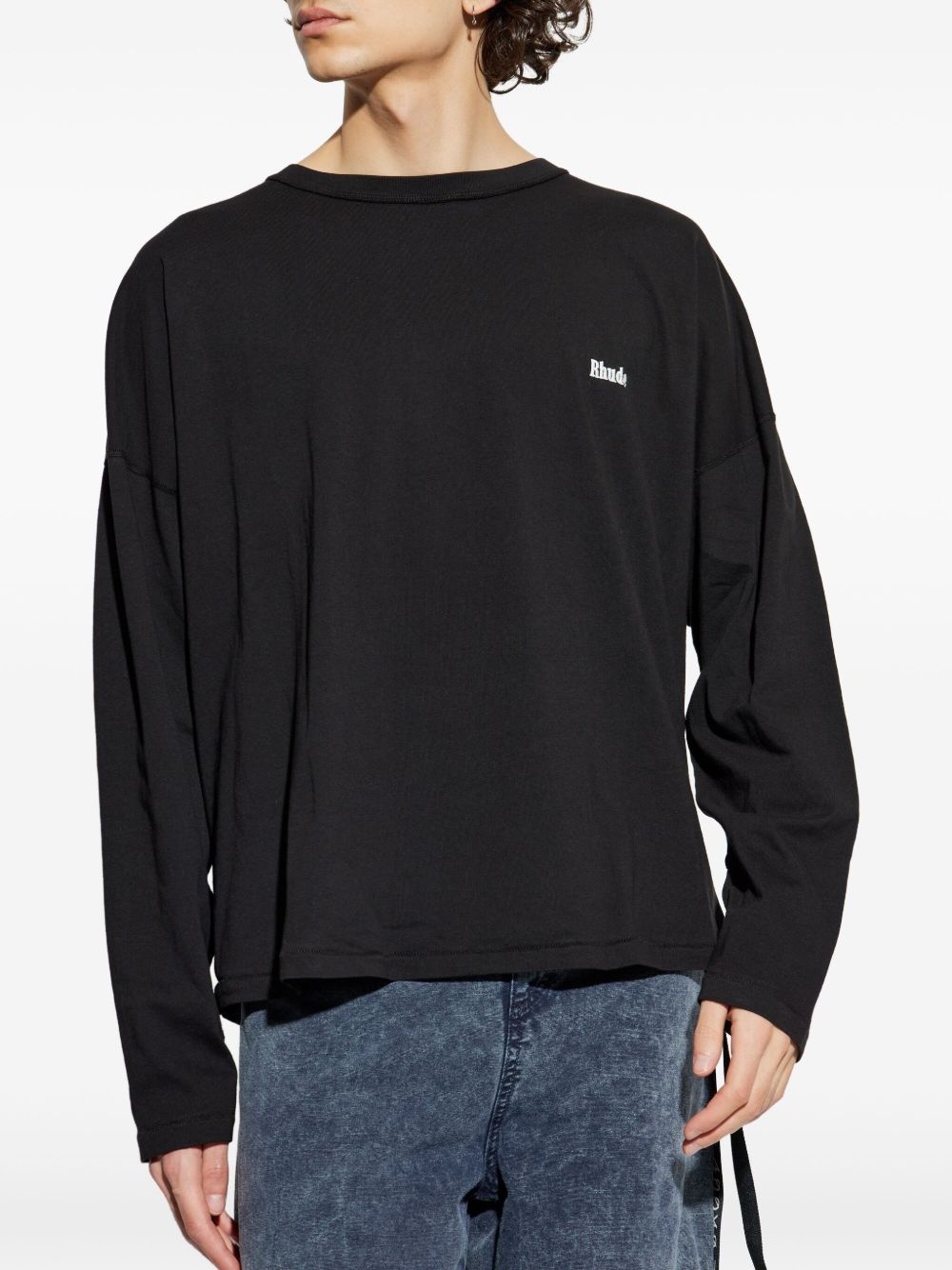 logo-embroidered cotton sweatshirt - 3