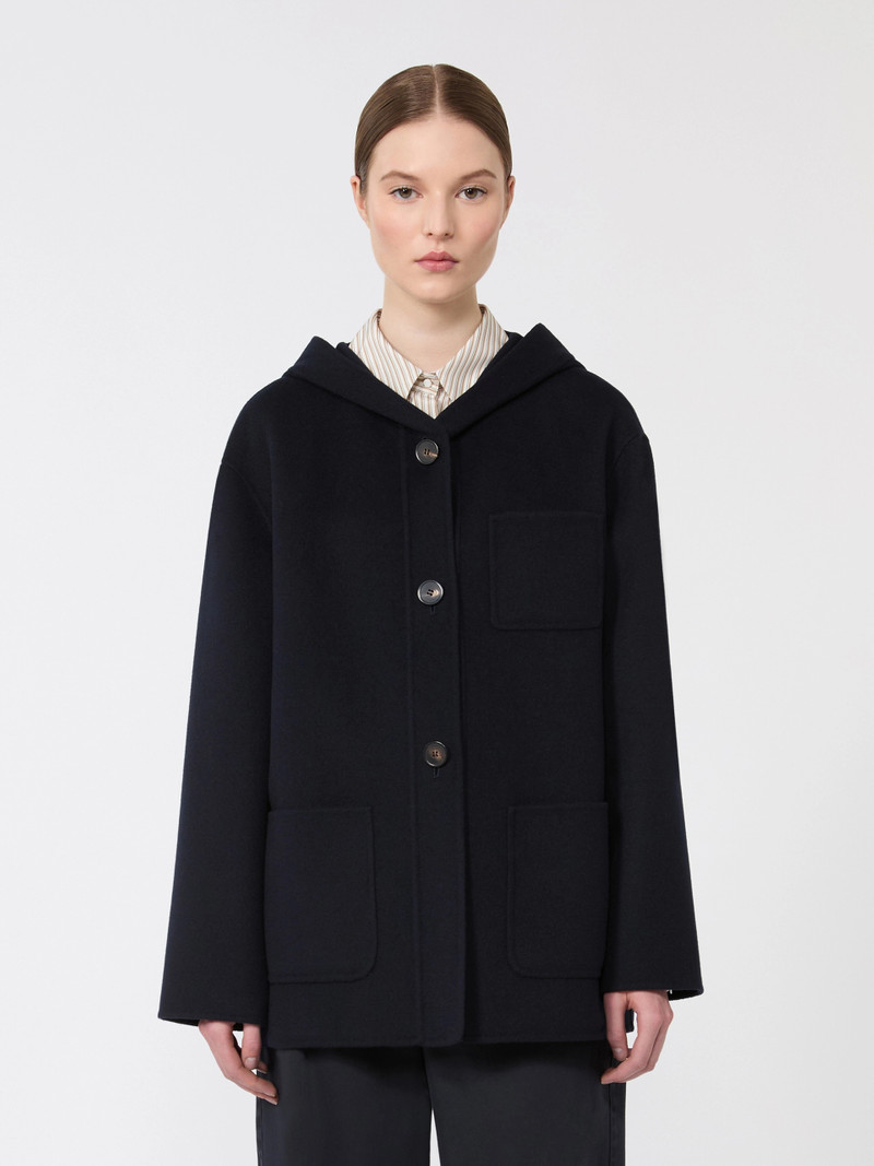 PAGLIE Cashmere, wool and silk hooded coat - NAVY 3