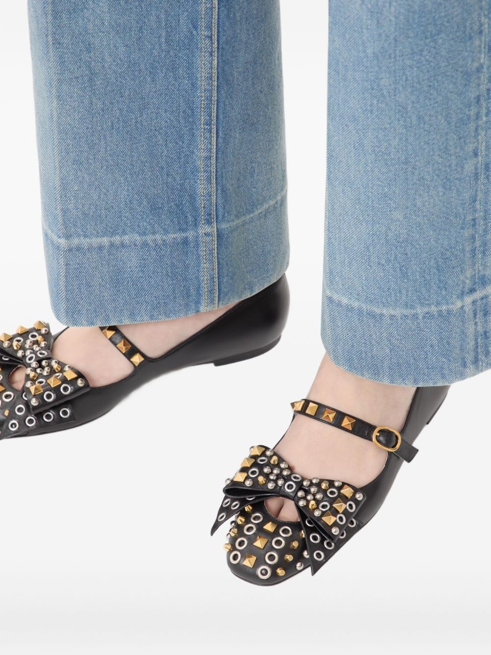 MARY-JANE BOWOW BALLERINA IN KIDSKIN WITH STUDS - 7
