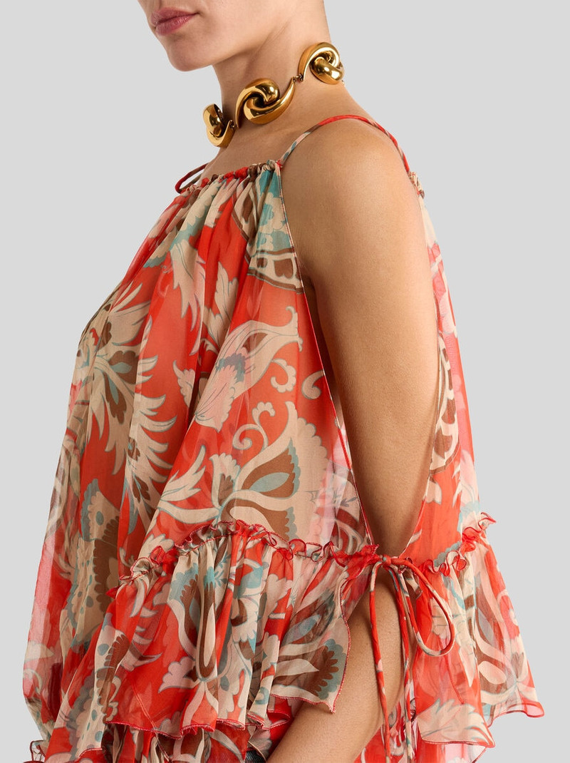 Etro ONE-SLEEVED SILK TOP WITH FLORAL MOTIF outlook