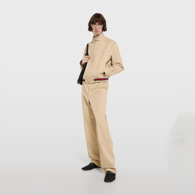 GUCCI Cotton twill zip jacket with Web outlook