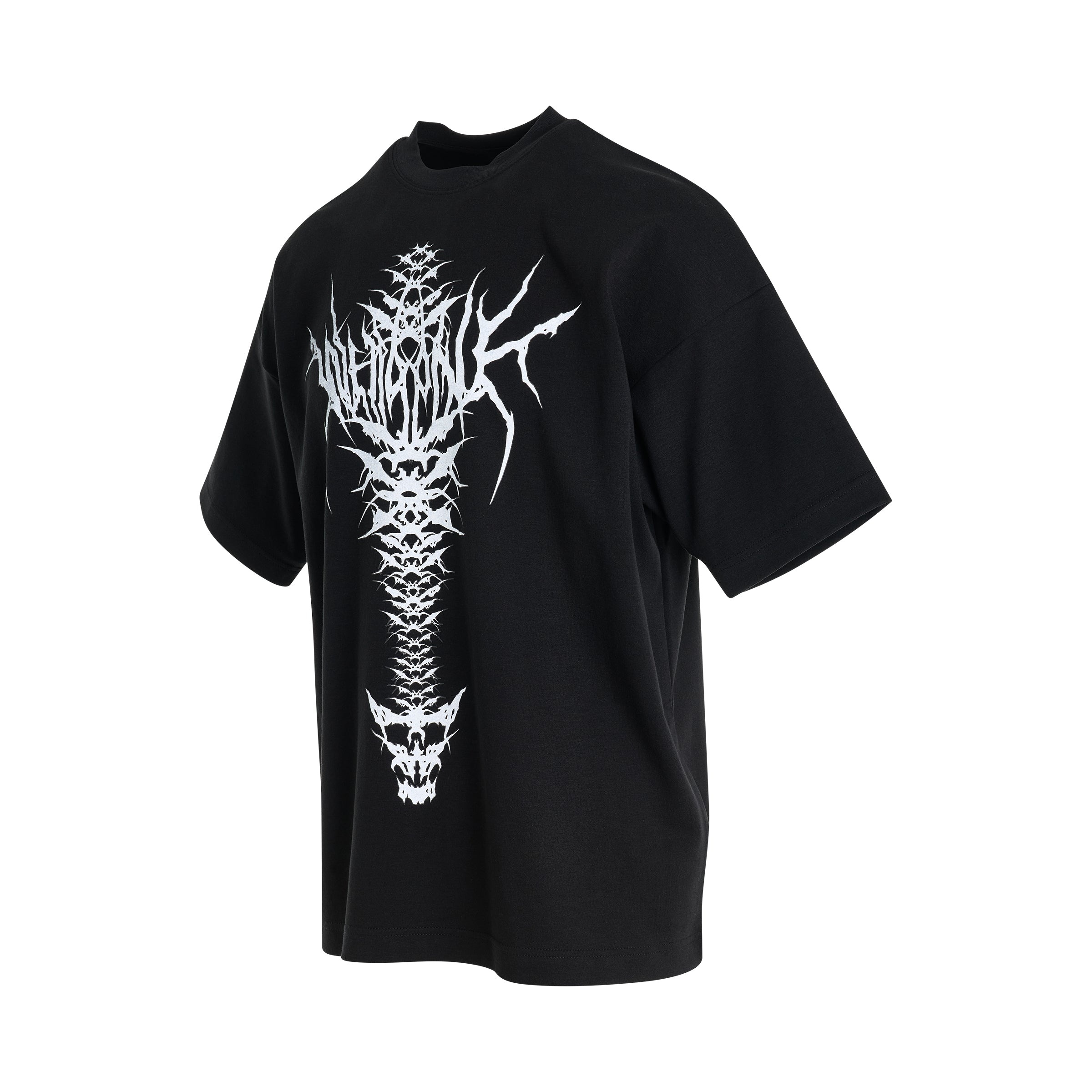 Spine Skull Print T-Shirt in Black - 2