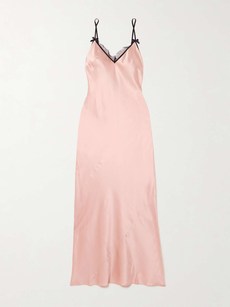 Sammi Leavers lace-trimmed stretch-silk satin chemise Pink 1