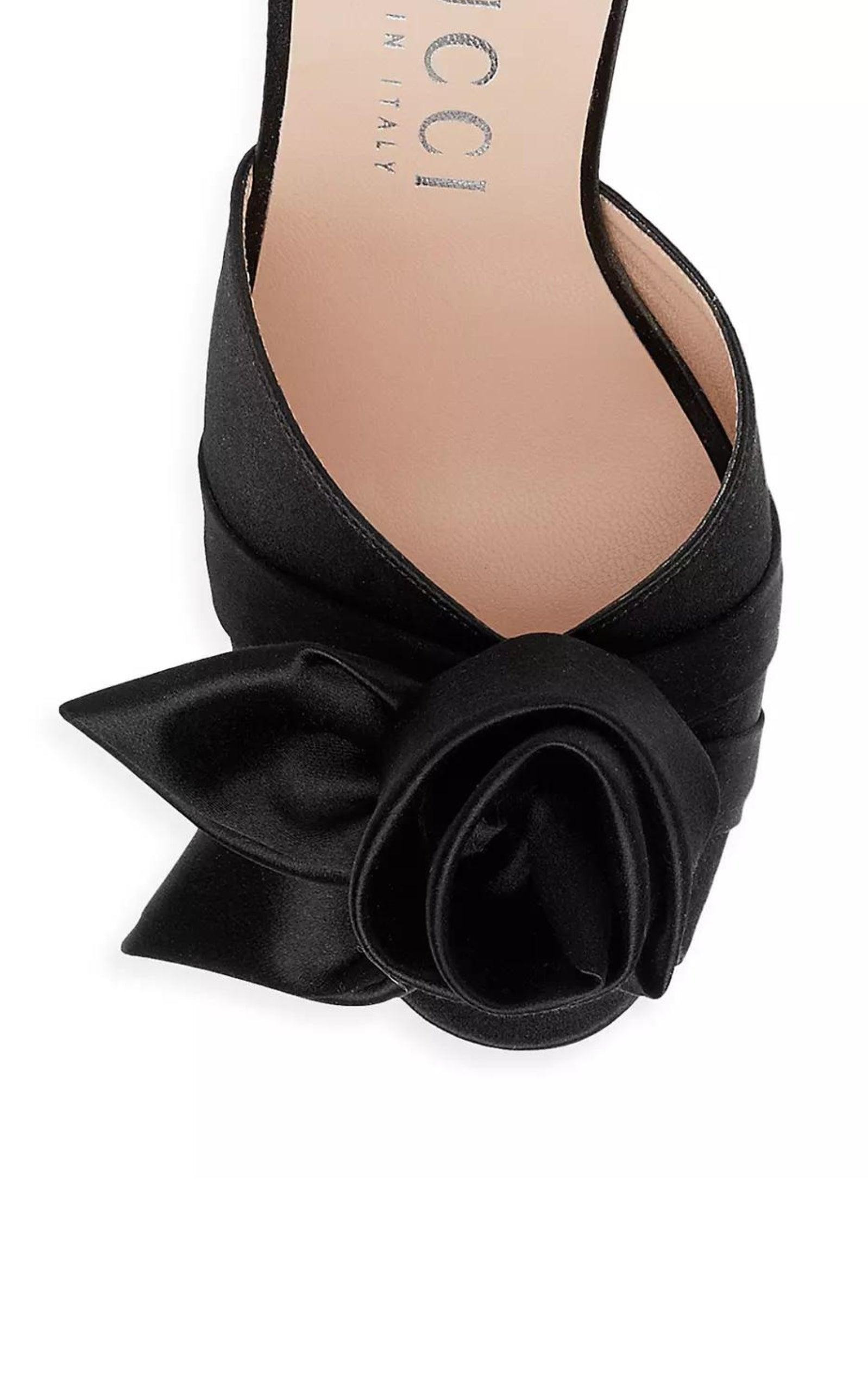 Shawana Satin Flower Mules in Black - 7