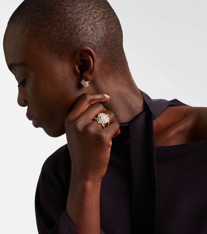 Yvonne Léon Tortue Coeur 9kt gold ring with diamonds outlook