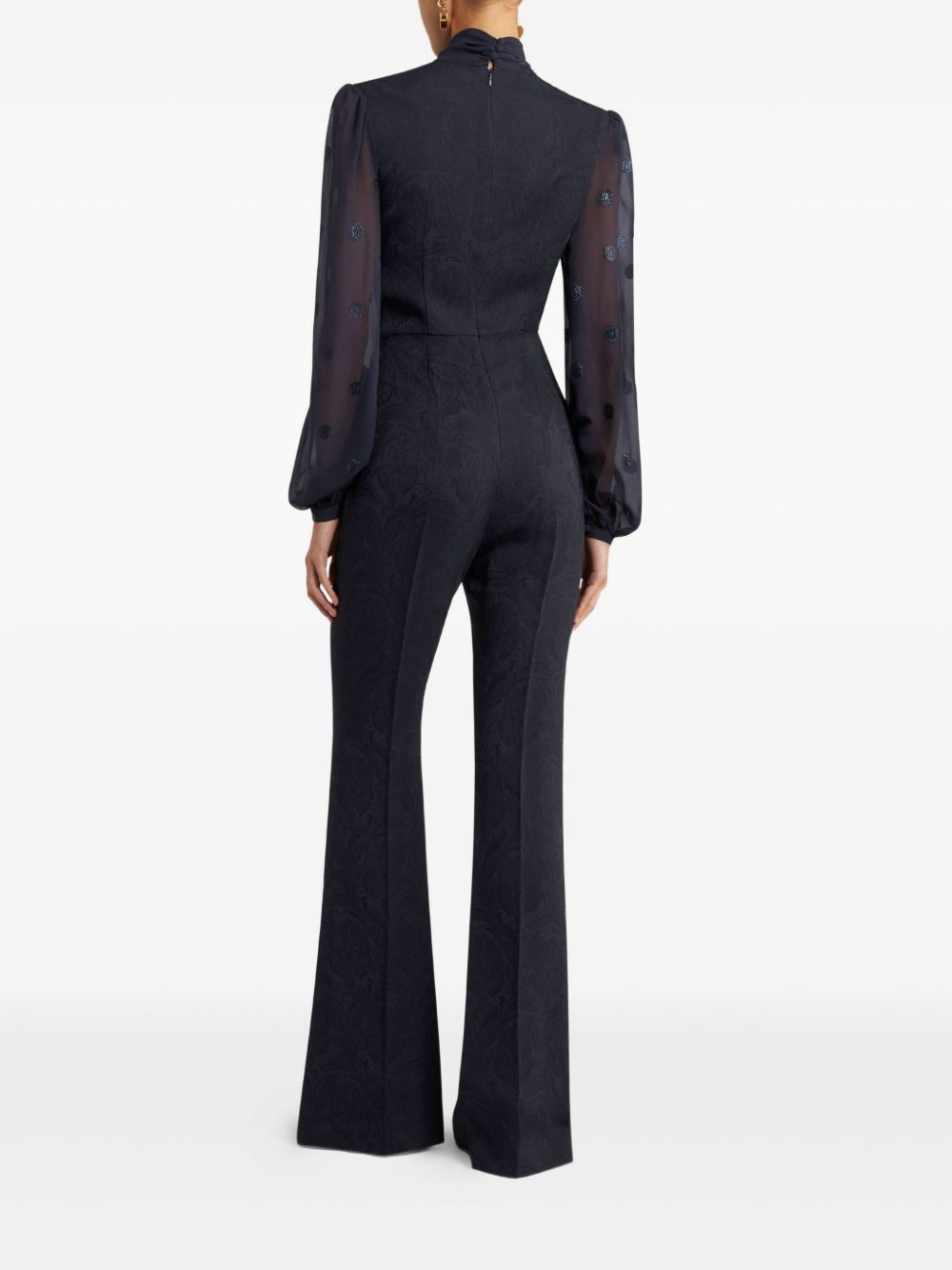 jacquard bow jumpsuit - 3