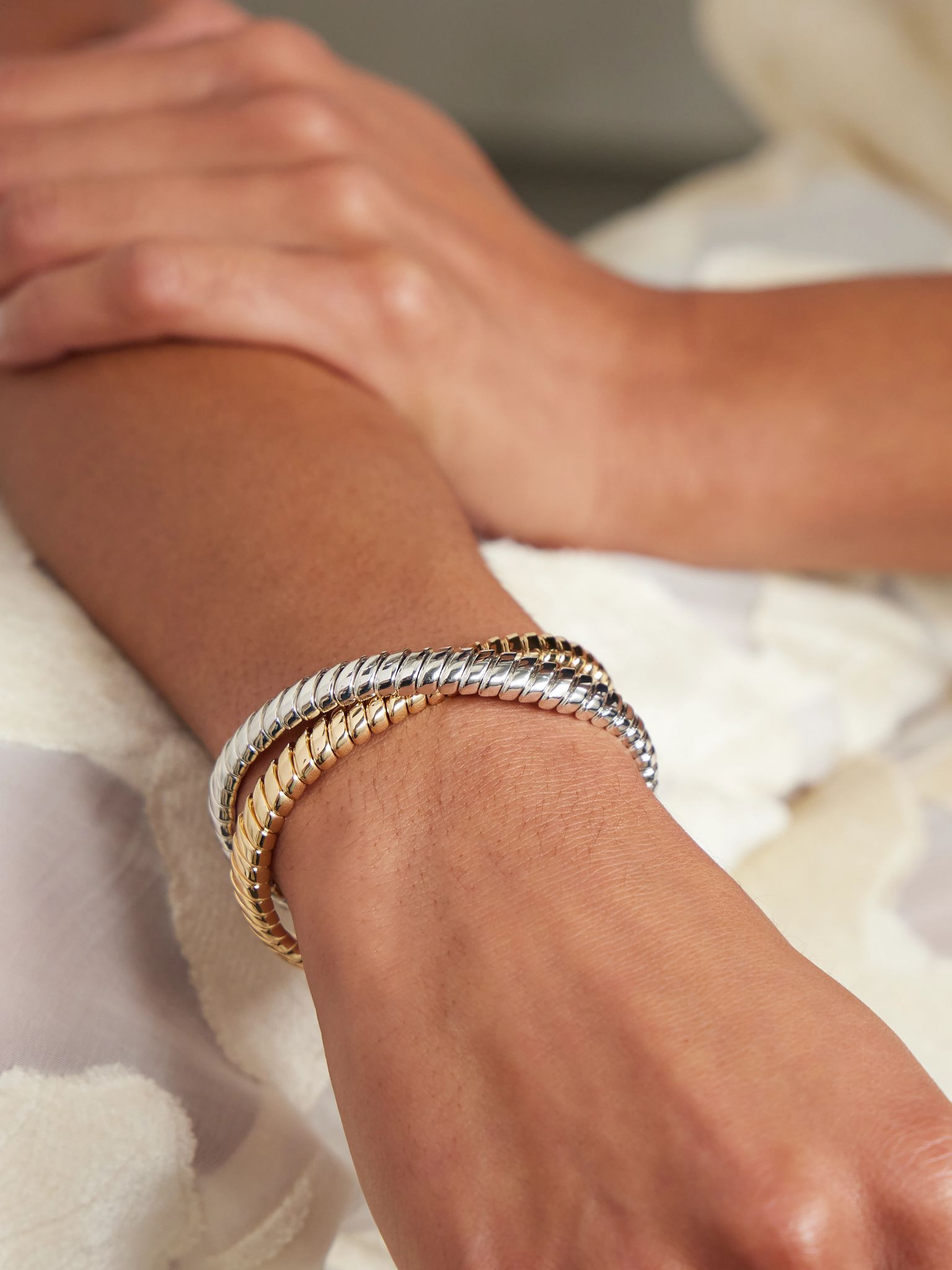 The Double Cobra set of two silver and gold-tone bracelets Gold - 2