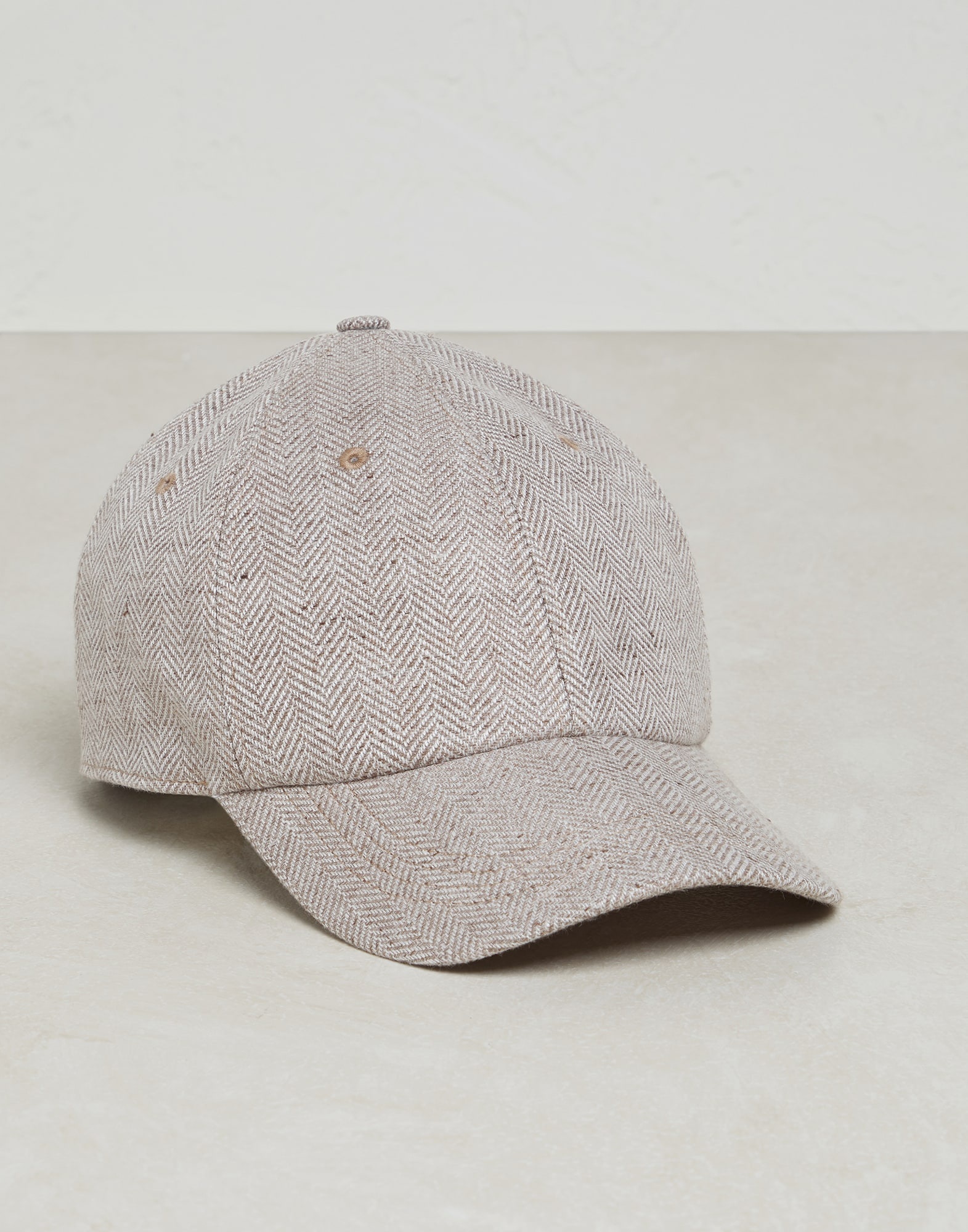 Linen, wool and silk chevron baseball cap - 1