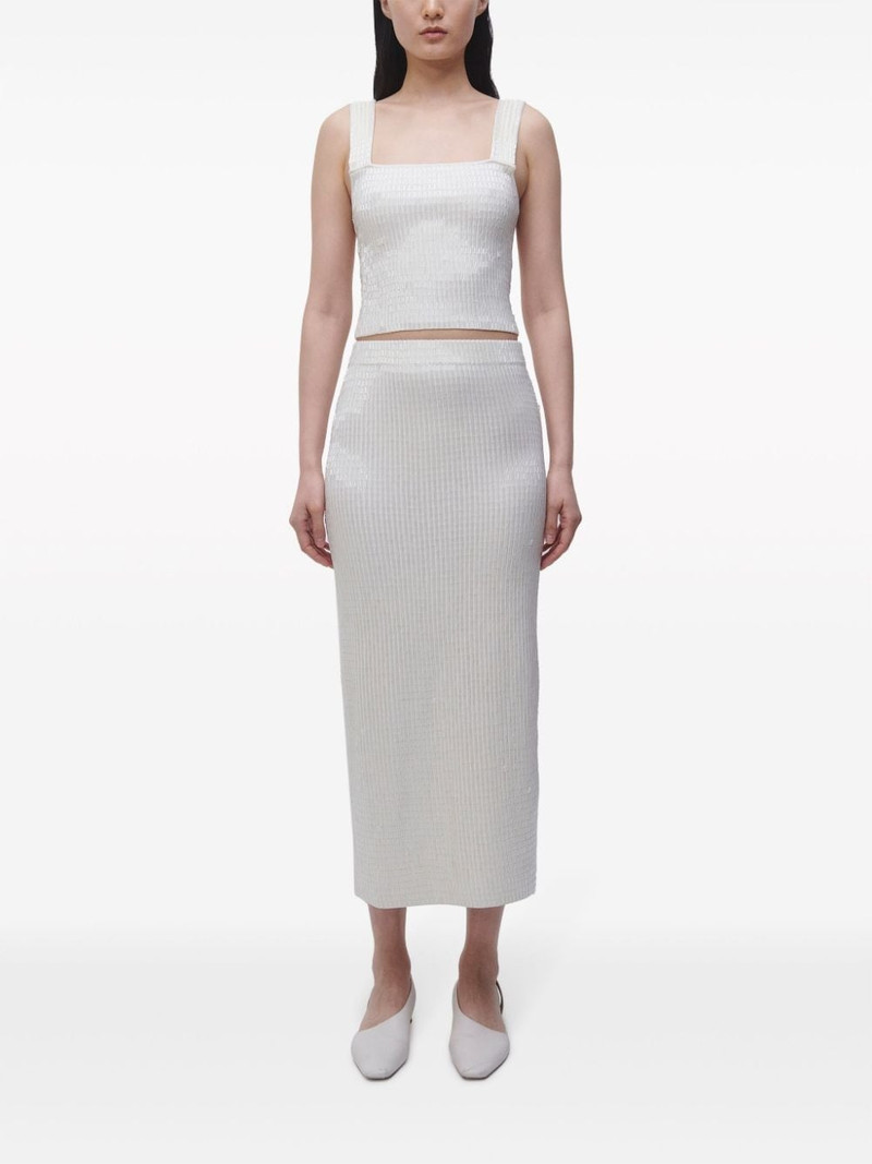 SIMKHAI Ellison bead-embellished midi skirt outlook