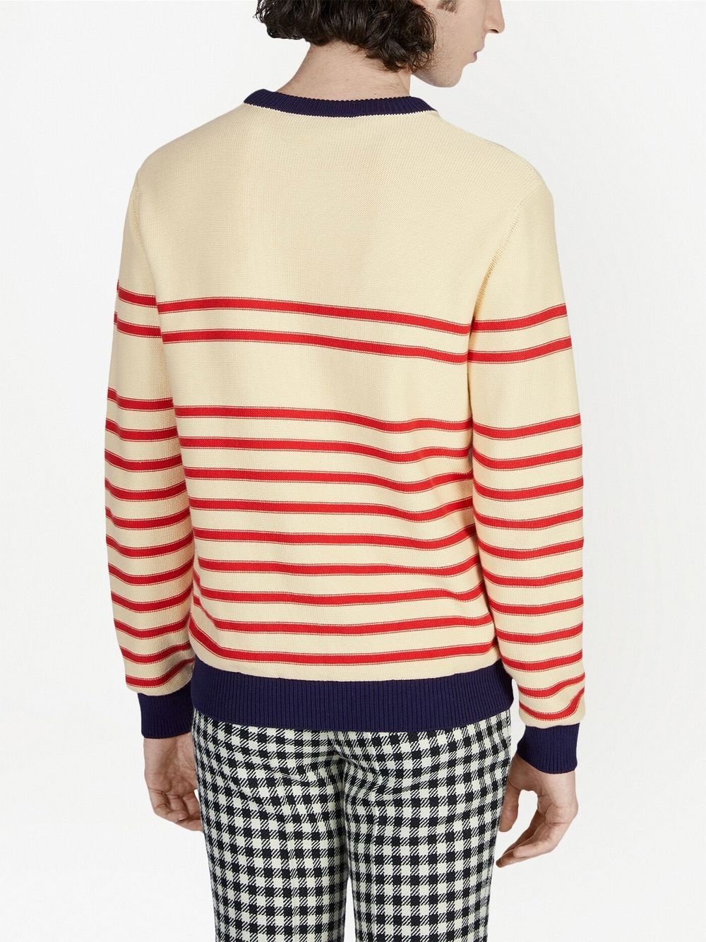 intarsia-logo striped cotton jumper - 4