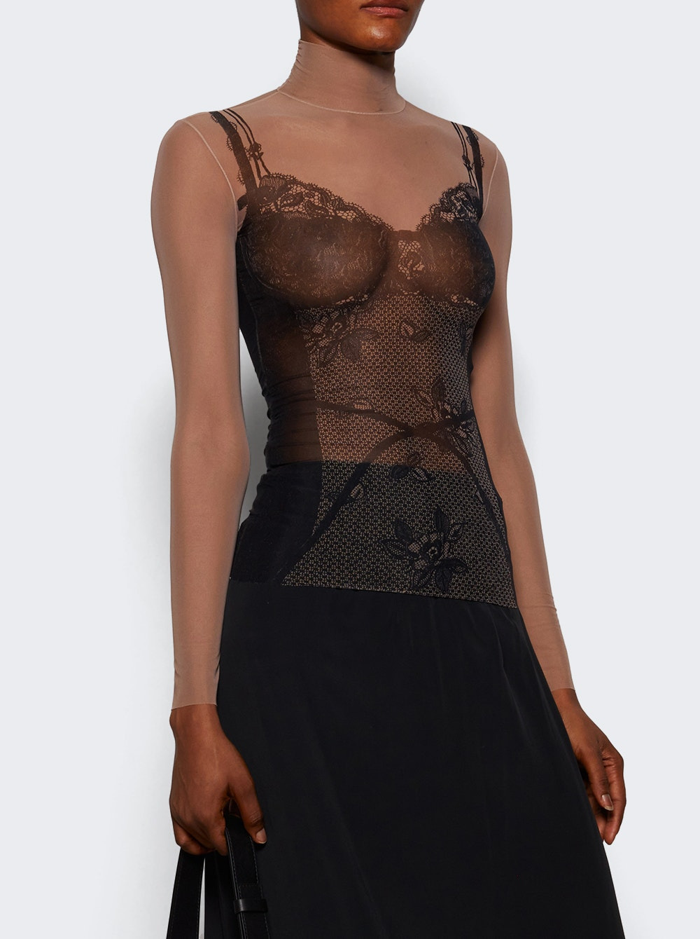 Trompe L'oeil Lingerie Top Black - 2