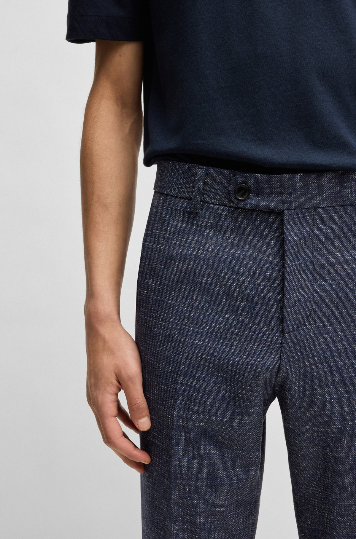 SLIM-FIT TROUSERS IN PATTERNED WOOL - 5