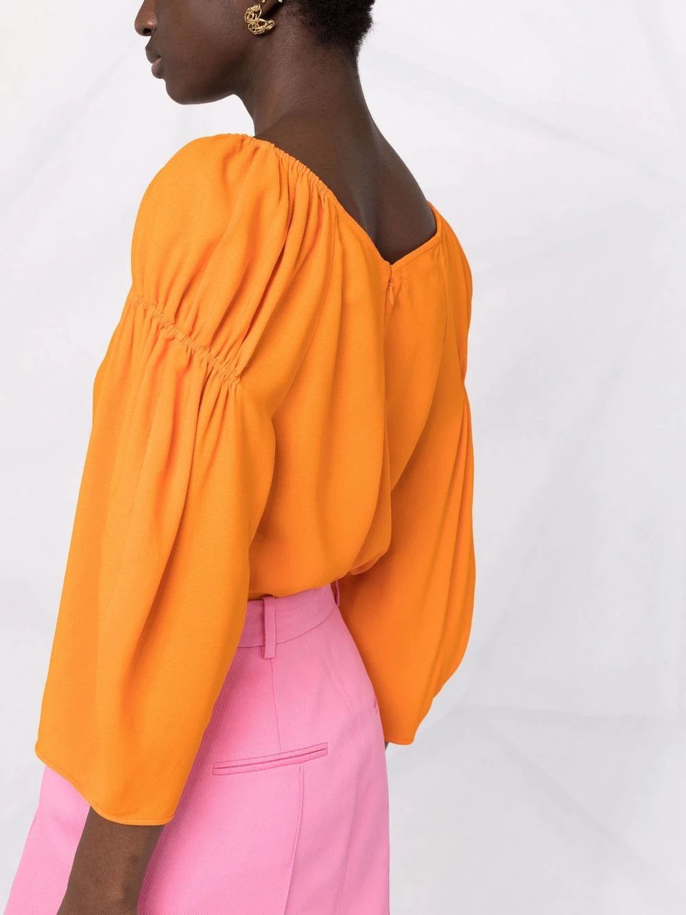 cropped puff-sleeve blouse - 3