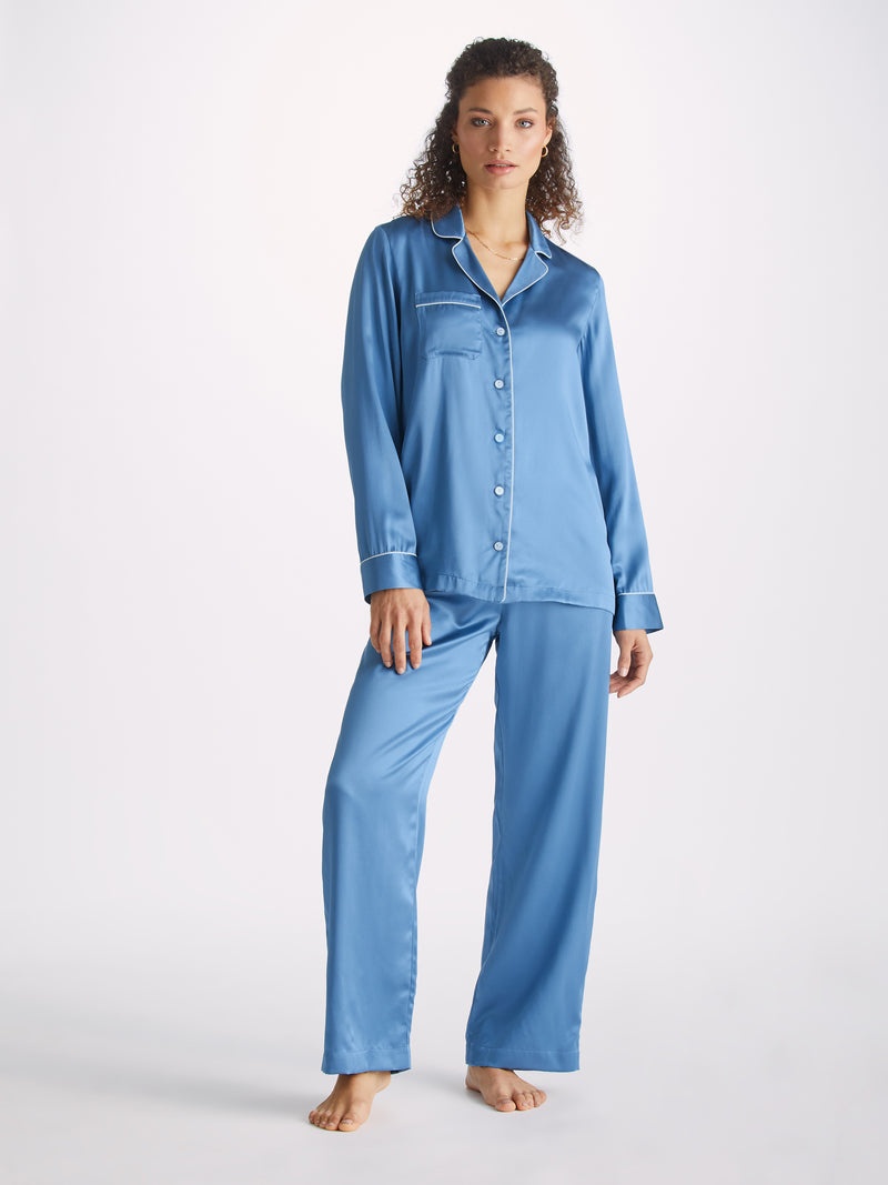 Women's Pajamas Bailey Silk Satin Soft Denim - 3