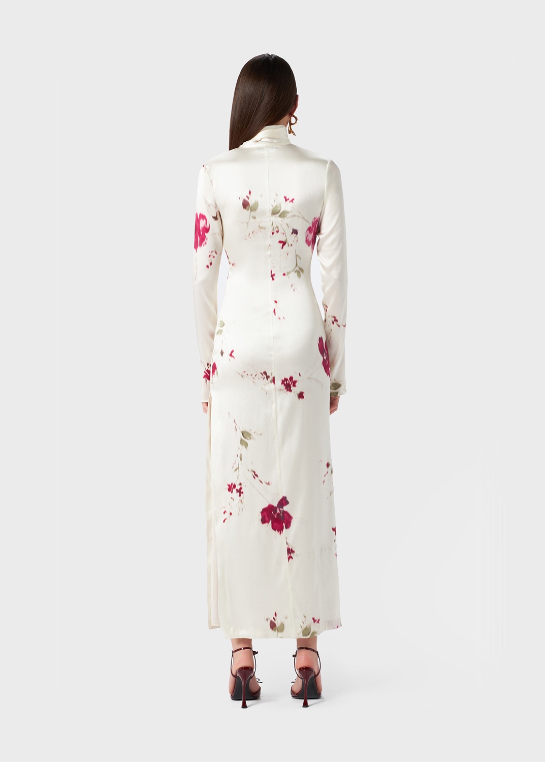 ROSES PRINT SILK LONG DRESS - 4