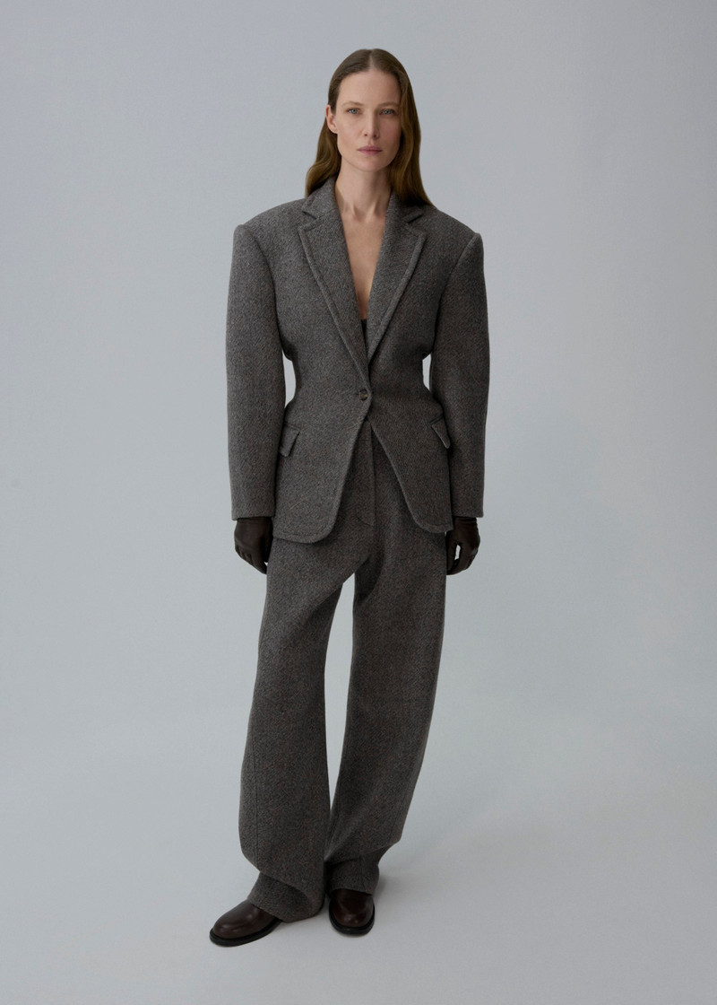 MAGDA BUTRYM Hourglass herringbone blazer in grey outlook