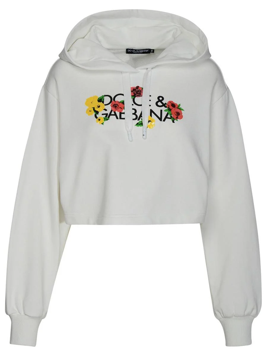 DOLCE & GABBANA WHITE COTTON SWEATSHIRT - 1