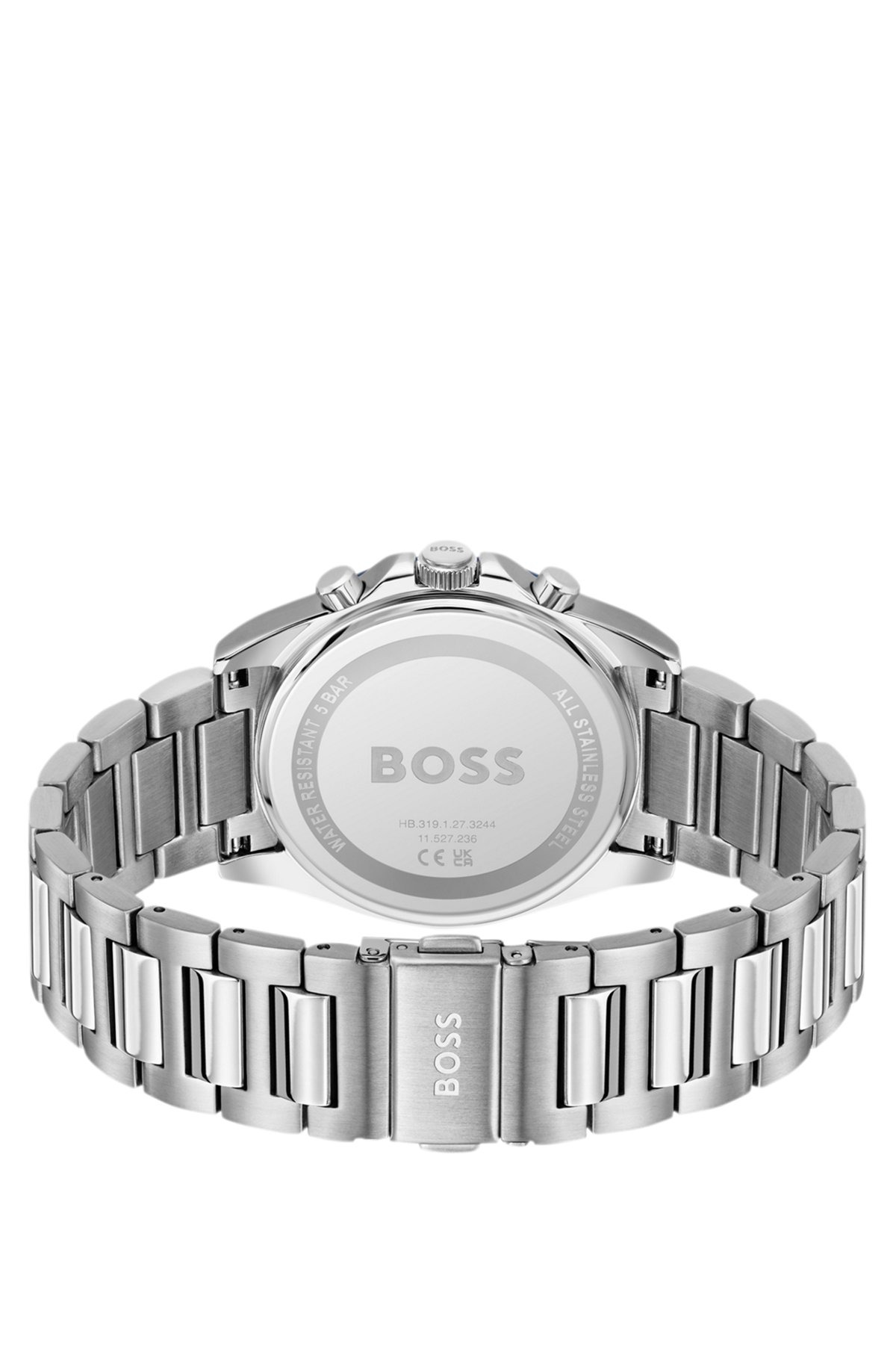 LINK-BRACELET CHRONOGRAPH WATCH WITH BLUE TEXTURED DIAL - 3