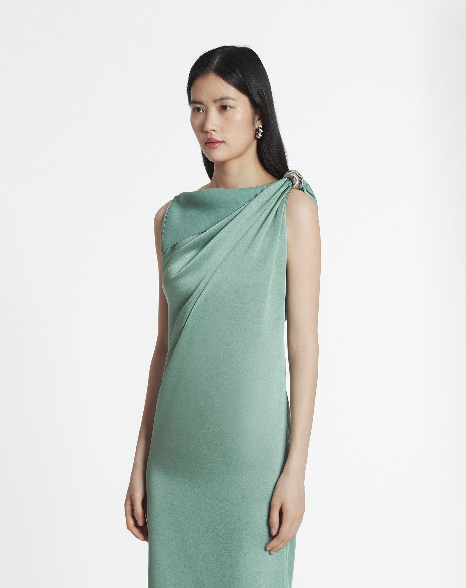 ARPÈGE RING DRAPED SATIN DRESS - 3