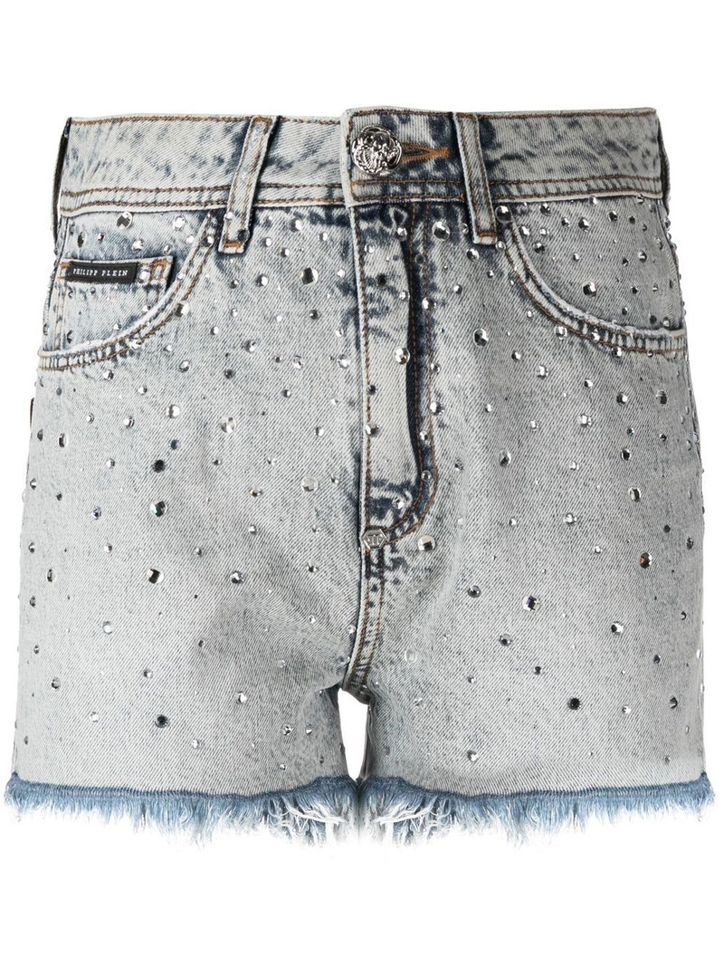 logo-patch crystal-embellished shorts 1