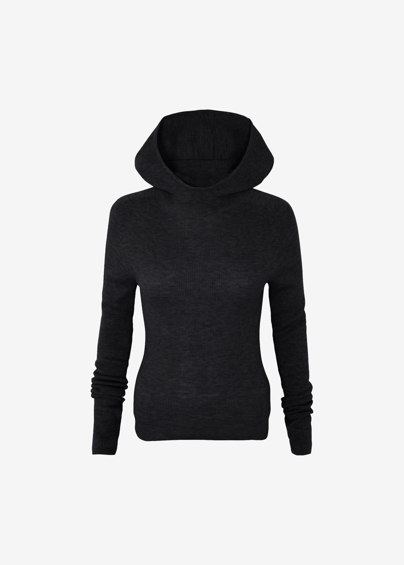 Danae Hooded Knit Top - Black 1