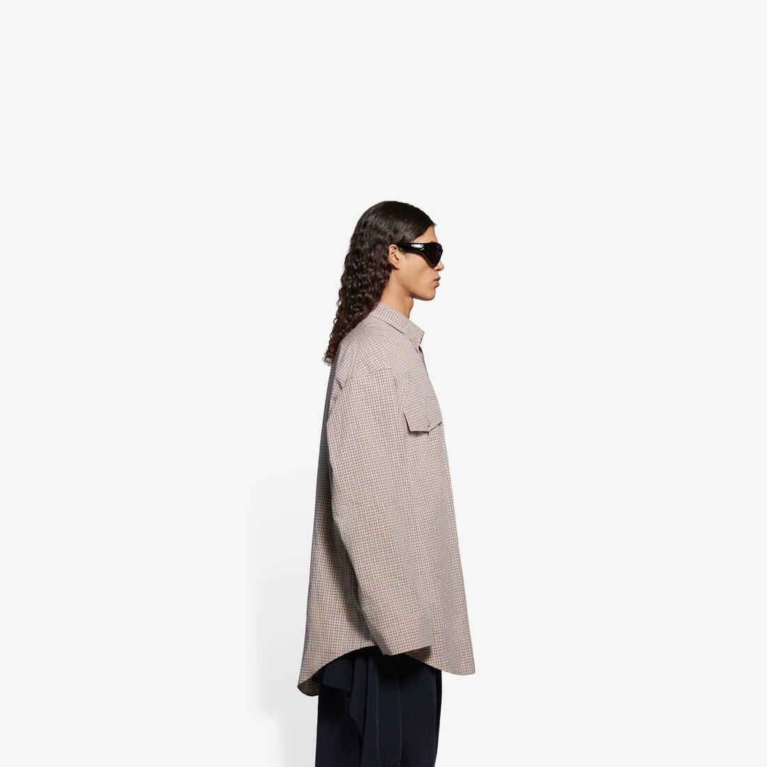 Oversize Button-down Shirt in Beige/black - 4