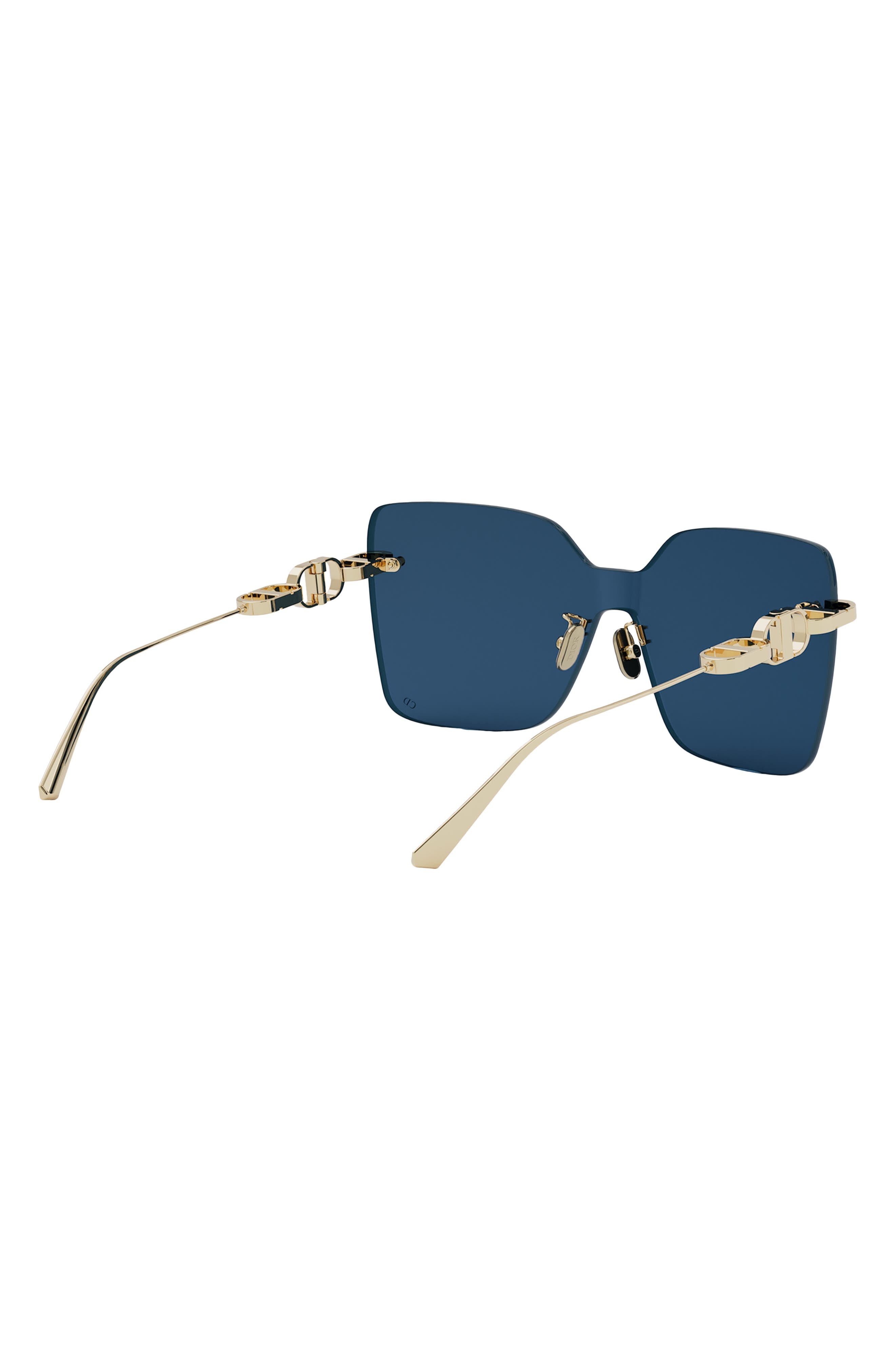 DIOR CD Chain M1U Mask Sunglasses in Shiny Gold Dh /Blue at Nordstrom - 5