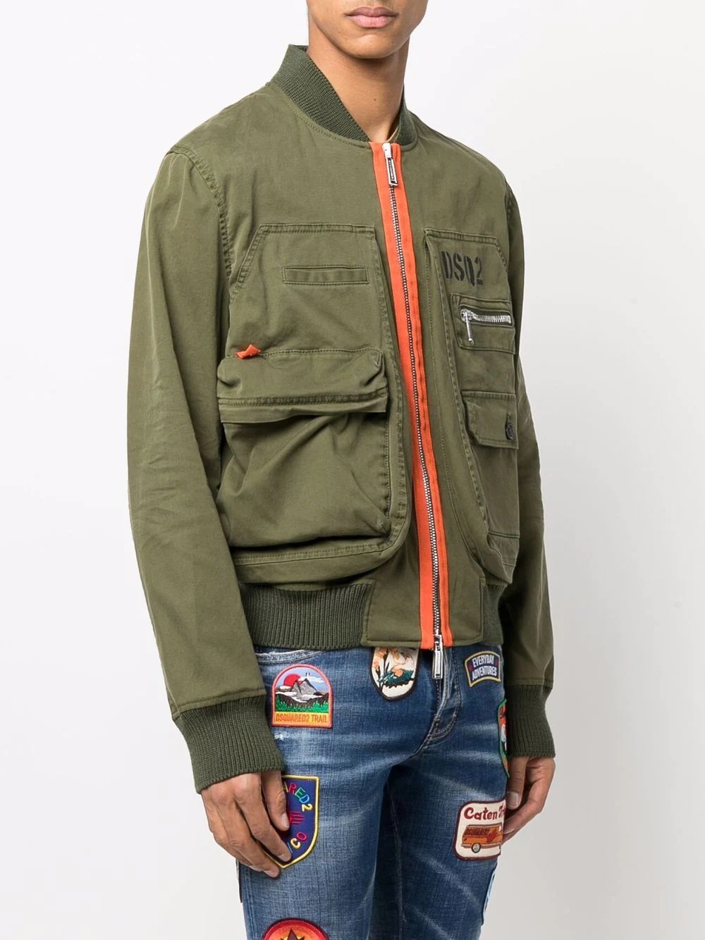 logo-print cargo bomber jacket - 3