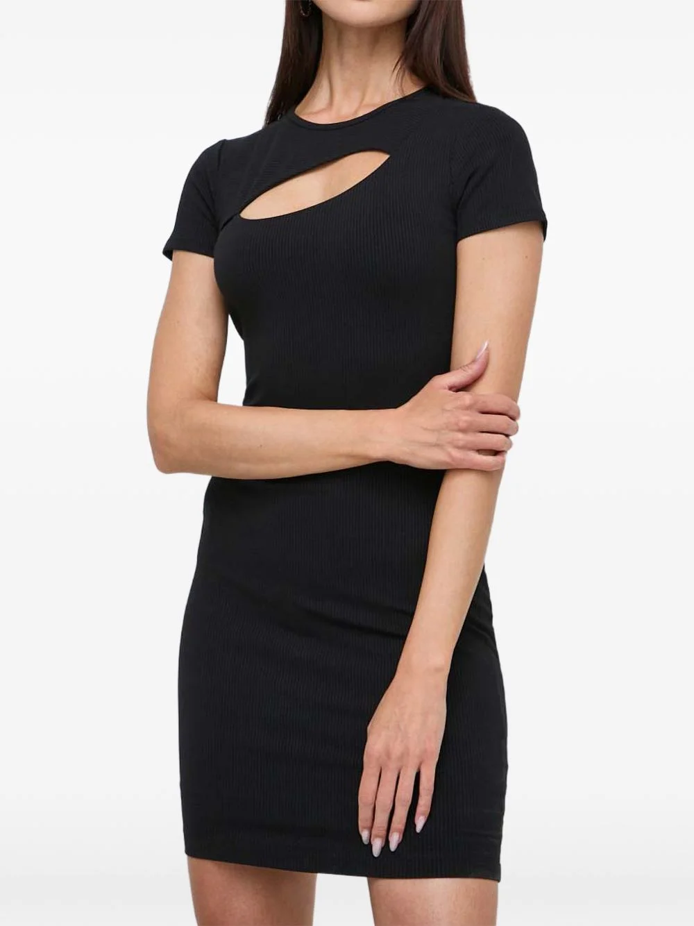 cut-out short-sleeve mini dress - 1