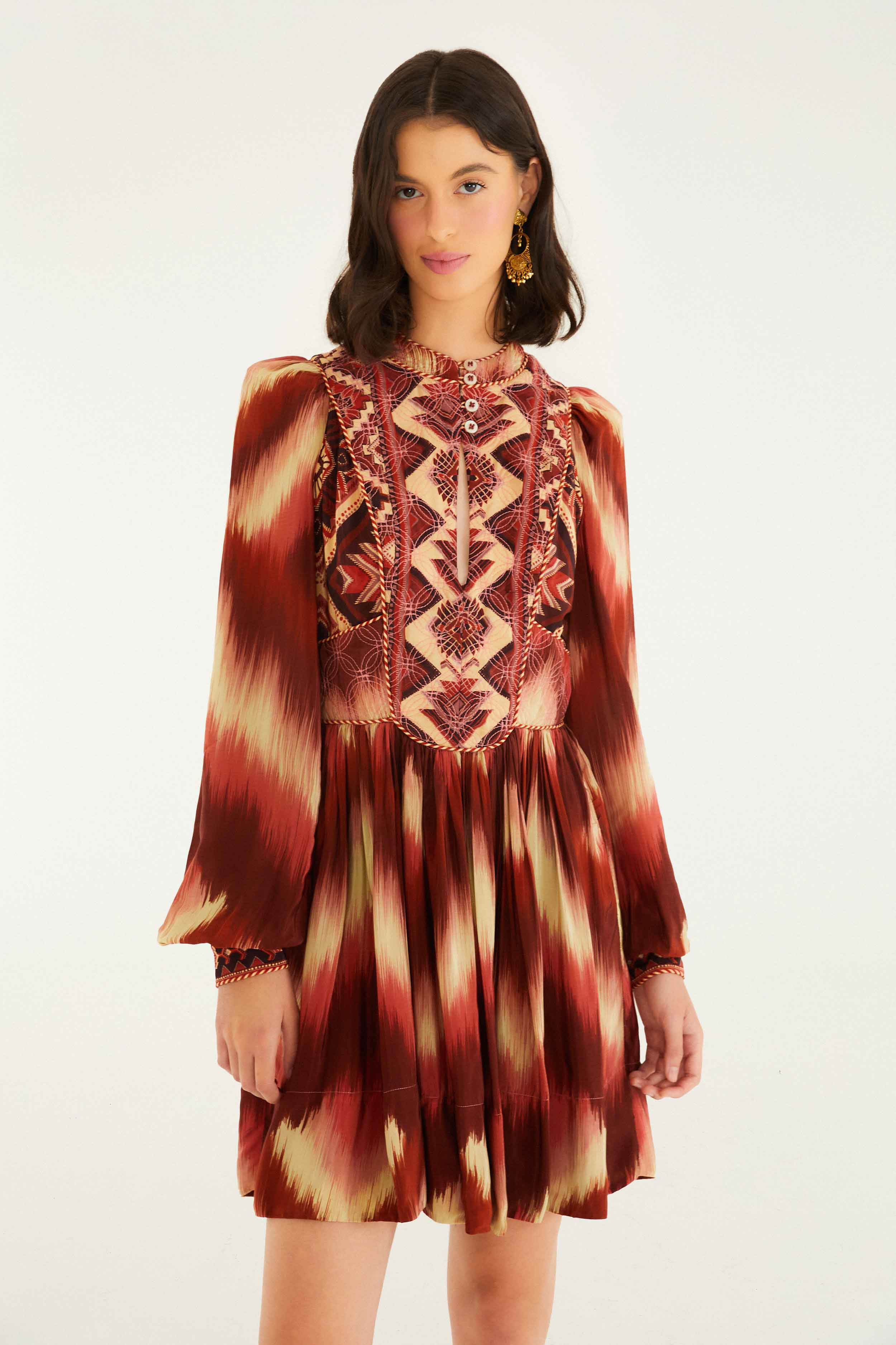 Red Amanda Stripes Tapestry Quilted Mini Dress - 2