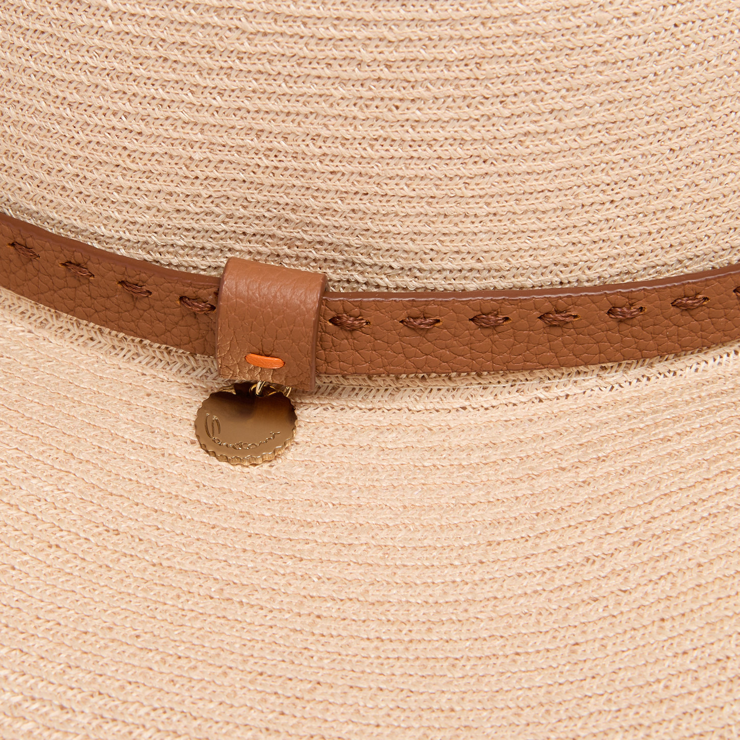Women's beige raffia boater hat - 4
