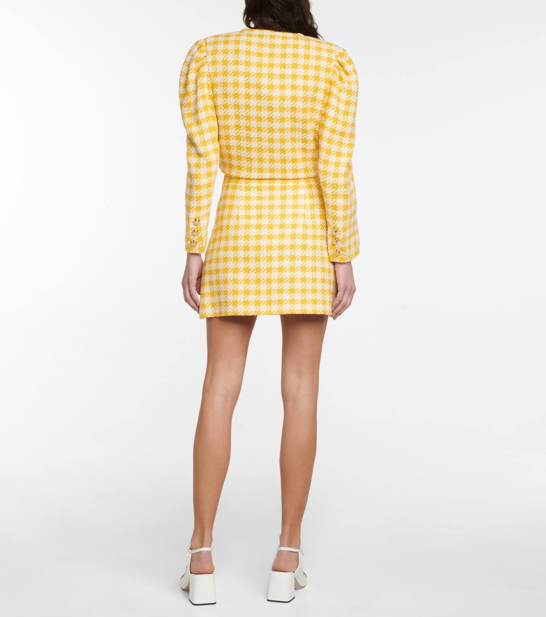 Houndstooth wool-blend miniskirt - 3