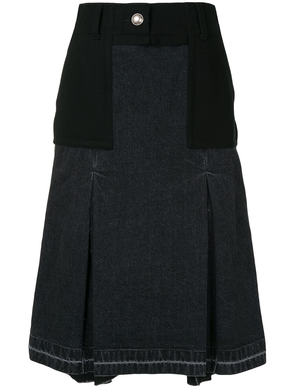 box-pleat denim panelled skirt. - 1