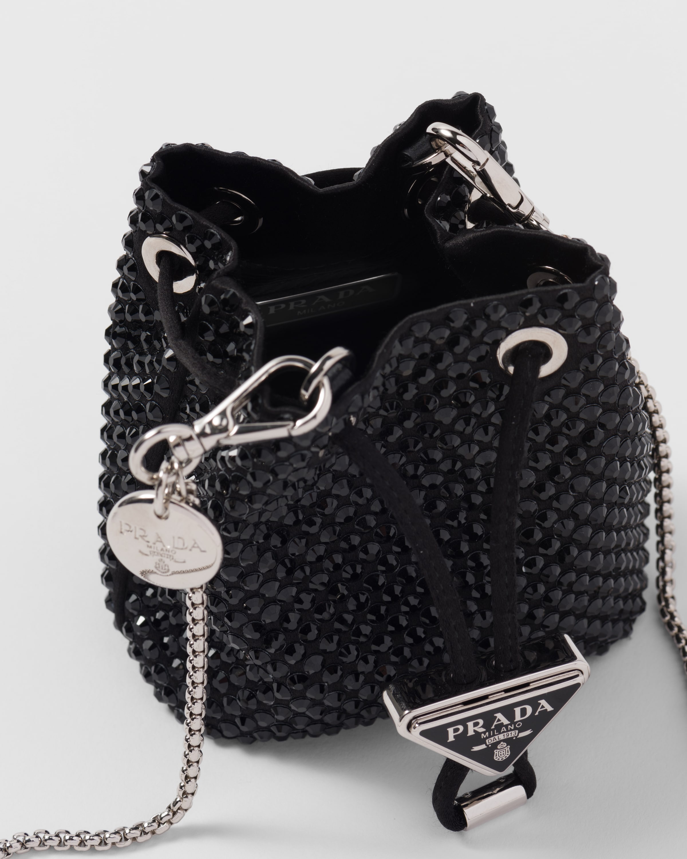 Satin mini-pouch with synthetic crystals - 3